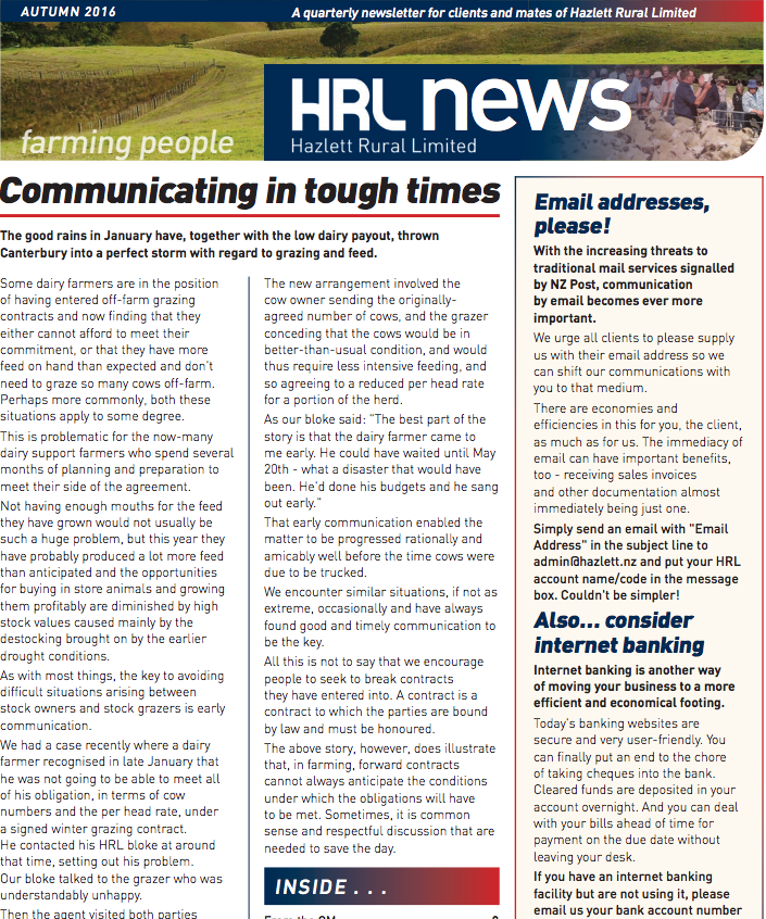 HRL Newsletter Autumn 2016