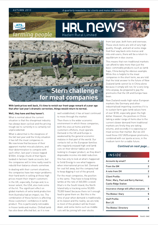 HRL Newsletter Autumn 2013