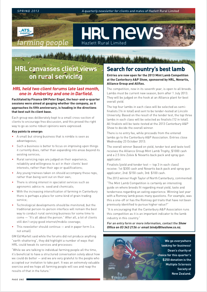 HRL Newsletter Spring 2013